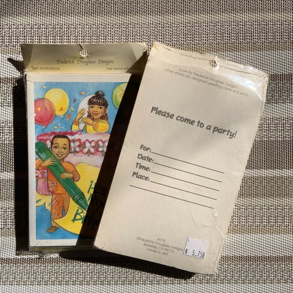 Vintage Fredrick Douglass Design " Birthday Party Invitations" - 2 Pack - Picture 2 of 2